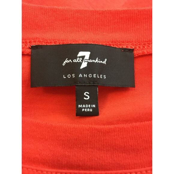 7 For All Mankind T-Shirt Womens S Orange Jersey Knit Short Sleeve Twist Front - Picture 4 of 7